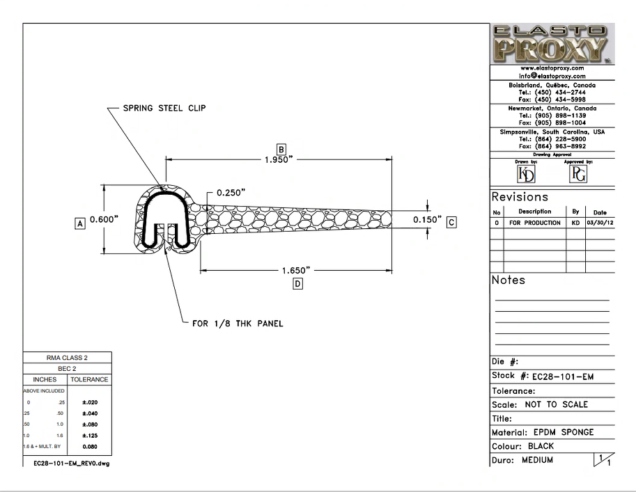 EC28-101-EM UL 94 HB EPDM垫片材料